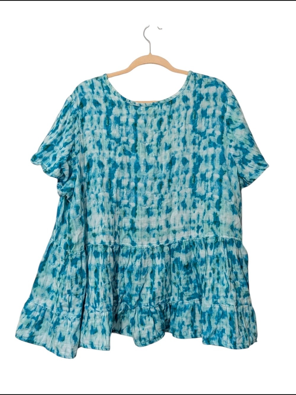 Terra & Sky Turquoise Tie Dye Peplum Tunic - Picture 2 of 5